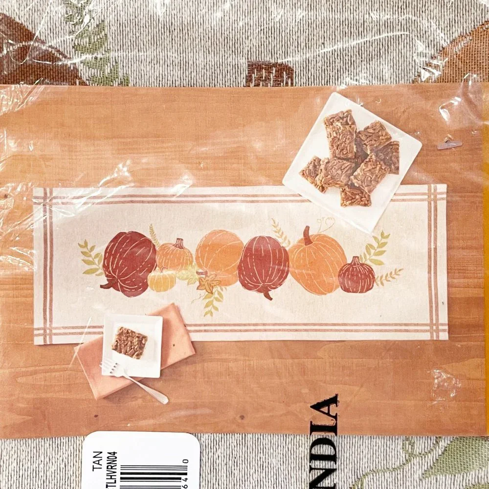 New Fall Table Runner Kohl's Pumpkin Thanksgiving Halloween Tan Orange 36